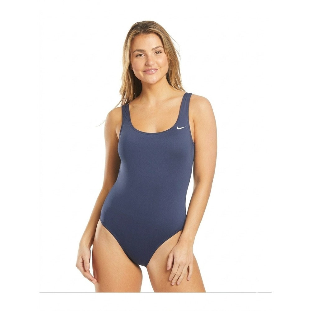 NWT Nike Women's One Piece Scoop Back Performance Swimsuit Navy Medium - Picture 1 of 15